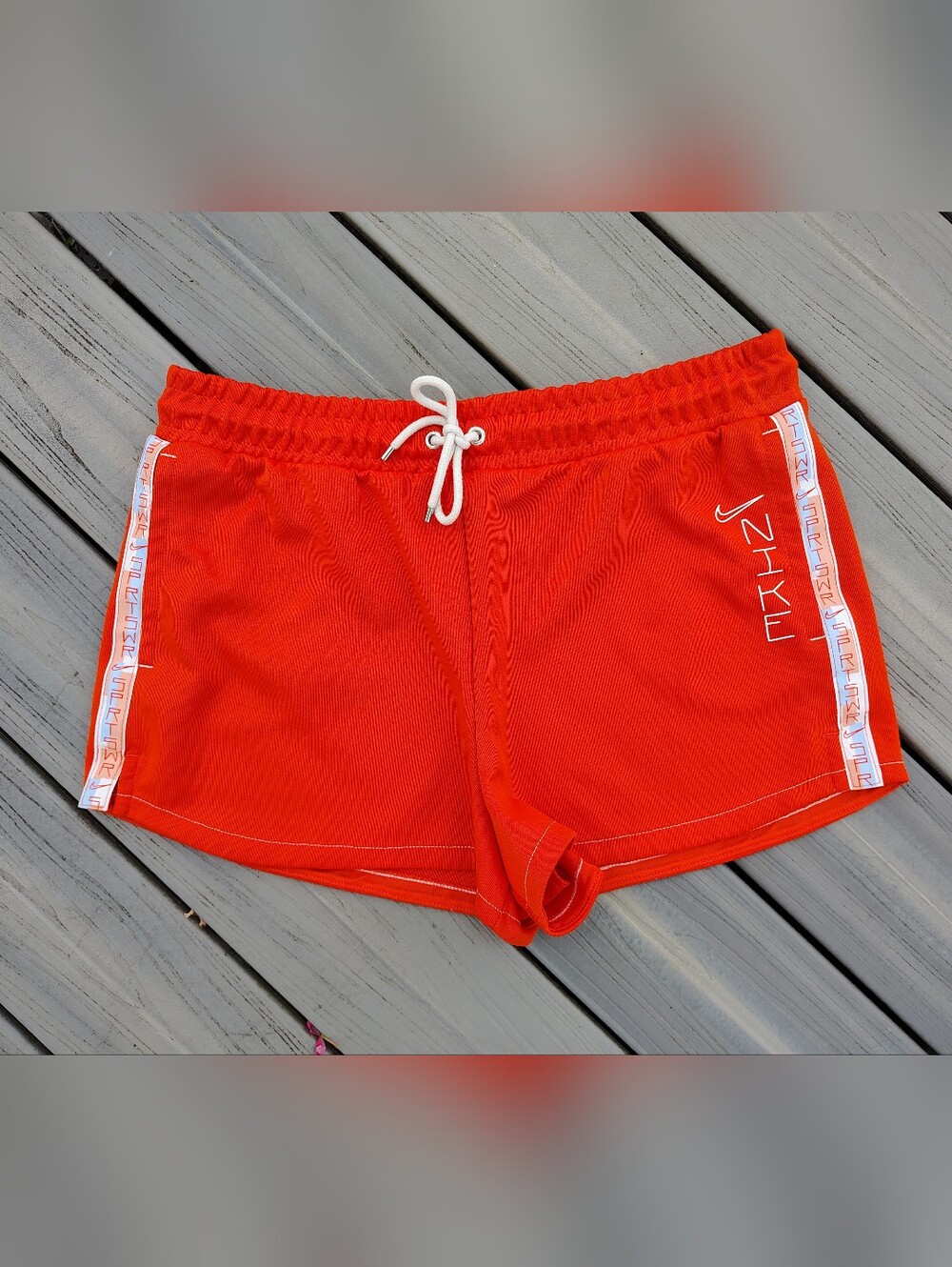 Nike Orange-Red Athletic Shorts with White Trim